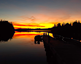 Canadian Wilderness Fishing Lodge by Fireside Lodge Docks at Sunset